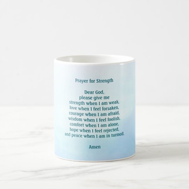 Customizable prayer for strength blue coffee mug (Center)