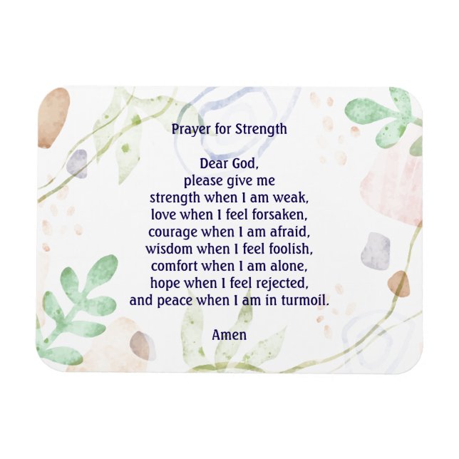 Customizable prayer for strength colorful magnet (Horizontal)