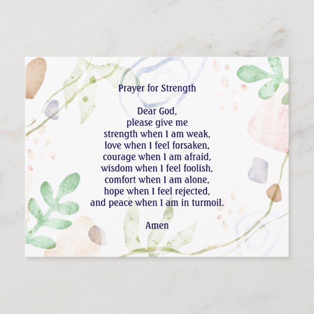 Customizable prayer for strength colorful postcard (Front)