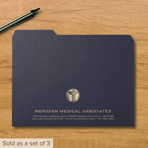 Customizable Premium Medical with Gold Caduceus File Folder