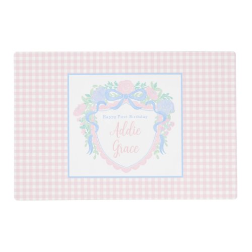 Customizable Preppy Birthday Party Floral Placemat