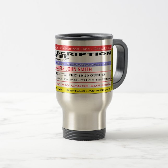 Customizable Prescription Coffee Travel Mug (Front Right)