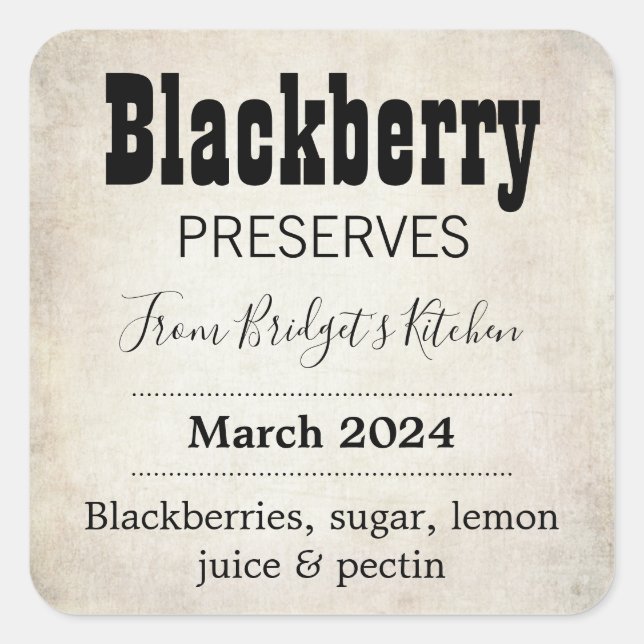 Customizable Preserves BL_04sq Square Sticker (Front)
