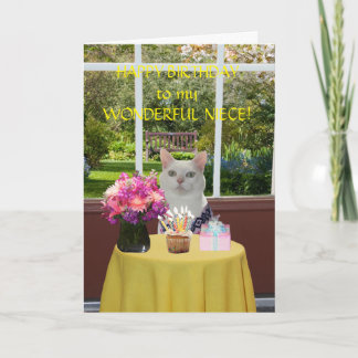 Customizable Pretty Cat Female Birthday Card