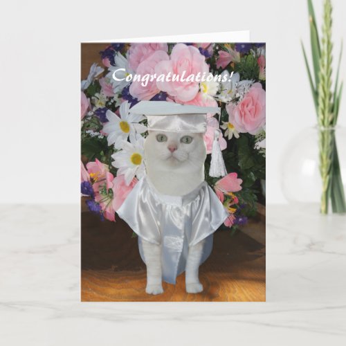 Customizable Pretty Cat Female Graduation Card