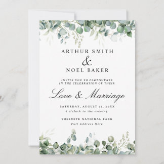 Customizable Pretty Eucalyptus Wedding  Invitation