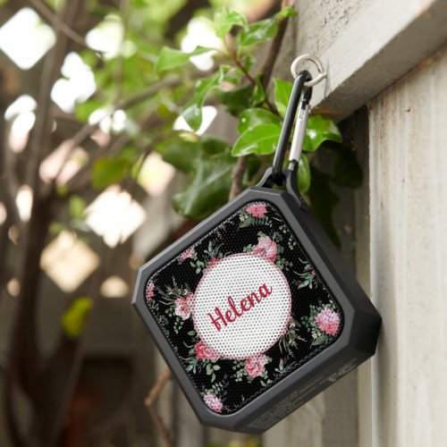 Customizable Pretty PinkBlack Floral Bluetooth Speaker