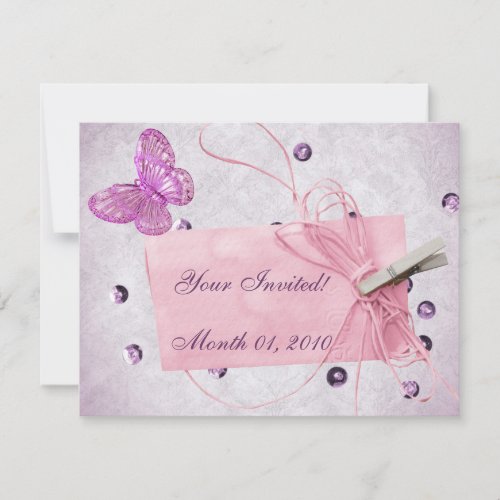 Customizable Pretty Pink Butterfly Design Custom Invites