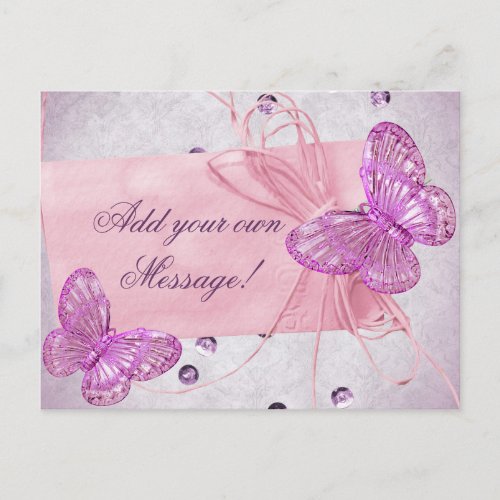 Customizable Pretty Pink Butterfly Design Postcard