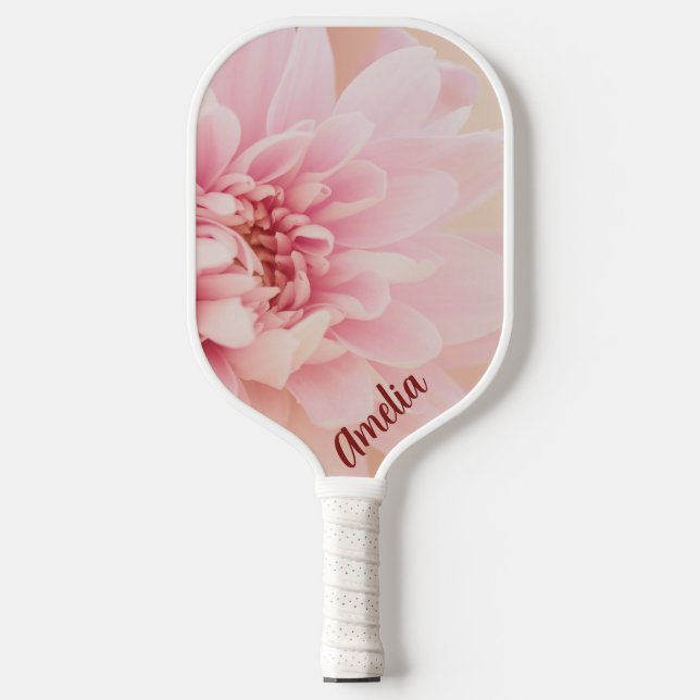 Customizable Pretty Pink Dahlia Pickleball Paddle (Front)