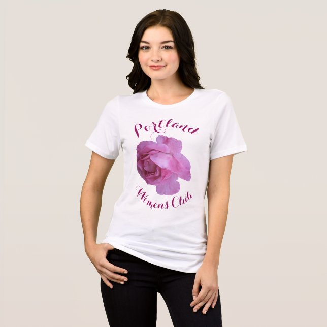 Customizable pretty pink rose girly floral T-shirt Tri-Blend Shirt (Front Full)