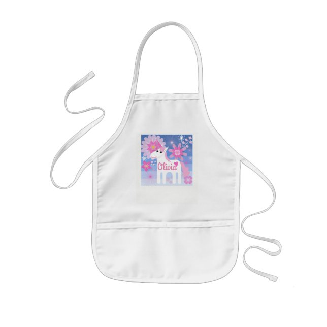Customizable Pretty Pink Unicorn Kids Apron (Front)