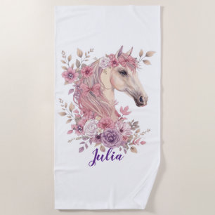 Customizable Pretty Ponies and Petals Beach Towel
