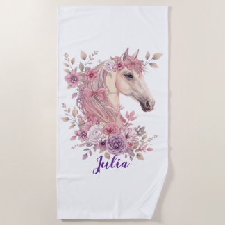 Customizable Pretty Ponies and Petals Beach Towel