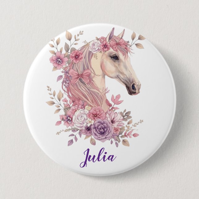 Customizable Pretty Ponies and Petals Button (Front)