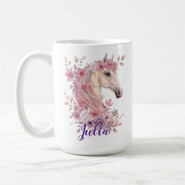 Customizable Pretty Ponies and Petals Coffee Mug (Left)