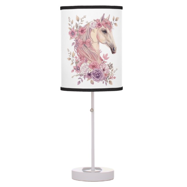 Customizable Pretty Ponies and Petals Horse Girls  Table Lamp (Front)