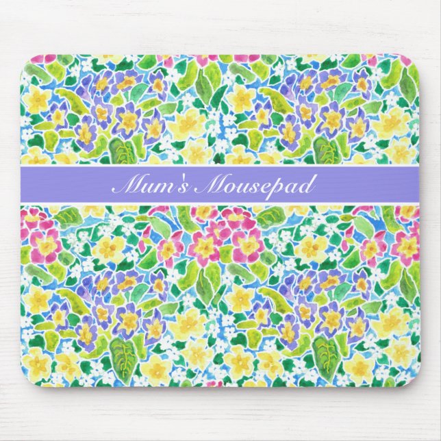Customizable, Pretty Spring Primroses Mousepad (Front)