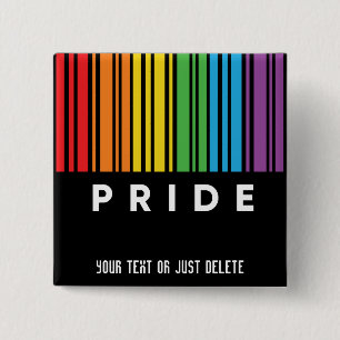 Customizable Pride Rainbow Barcode LGBTQIA+ Button