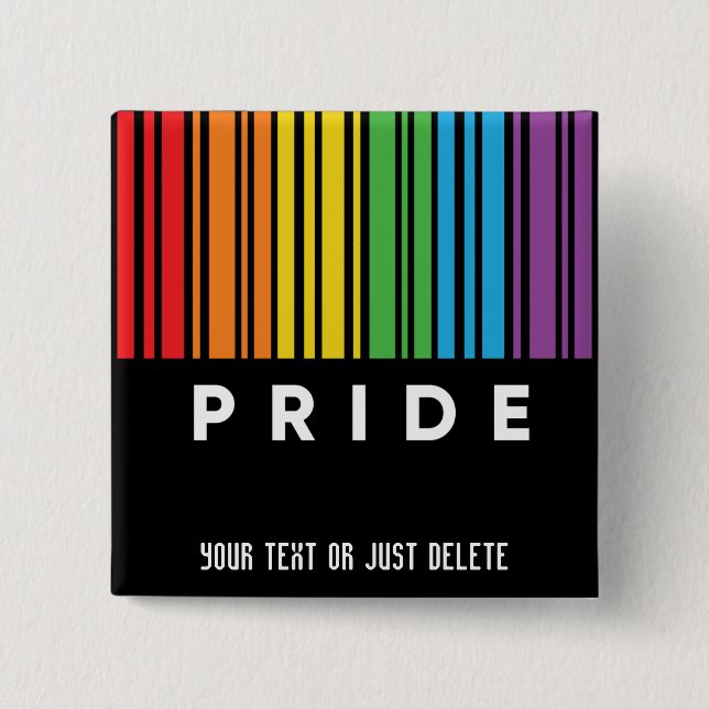 Customizable Pride Rainbow Barcode LGBTQIA+ Button (Front)