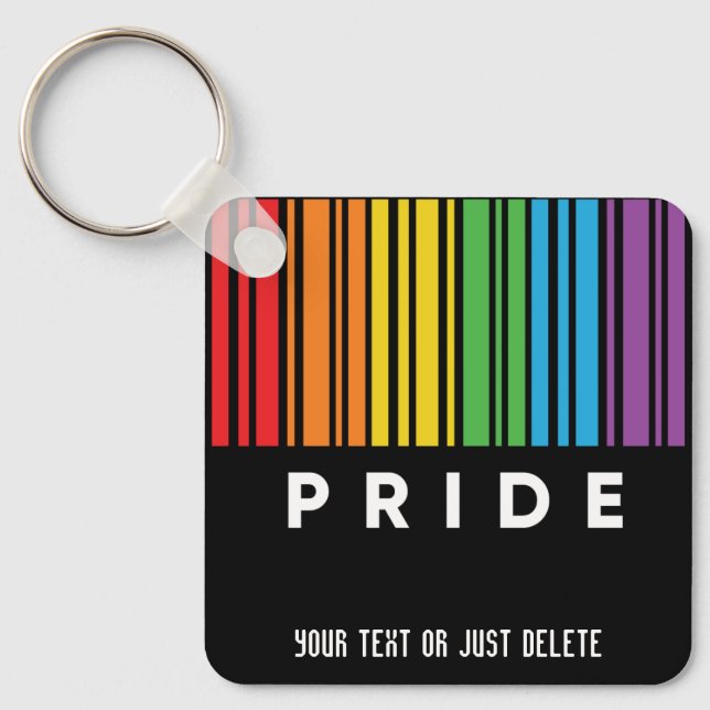 Customizable Pride Rainbow Barcode LGBTQIA+ Keychain (Front)