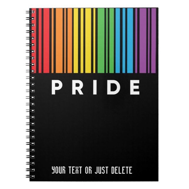 Customizable Pride Rainbow Barcode LGBTQIA+ Notebook (Front)