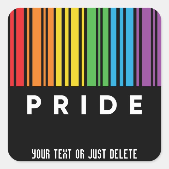 Customizable Pride Rainbow Barcode LGBTQIA+ Square Sticker (Front)