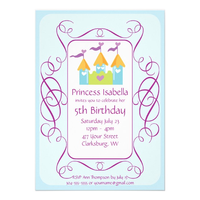 Customizable Princess Birthday Party Personalized Announcements