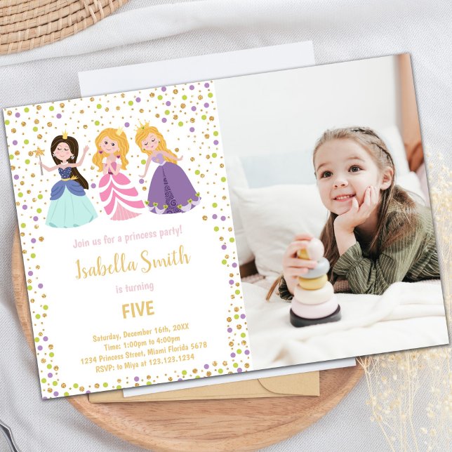 Customizable Princess Party Invitations for Kids (Magical Princess Birthday Invitations with photo)