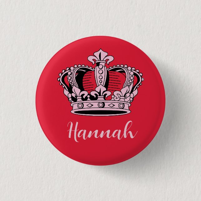 Customizable Princess Queen Crown Button (Front)