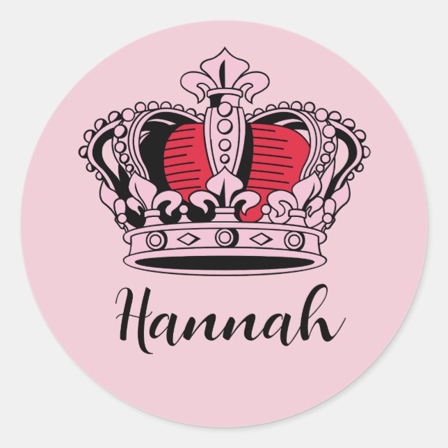 Customizable Princess Queen Crown Classic Round Sticker (Front)