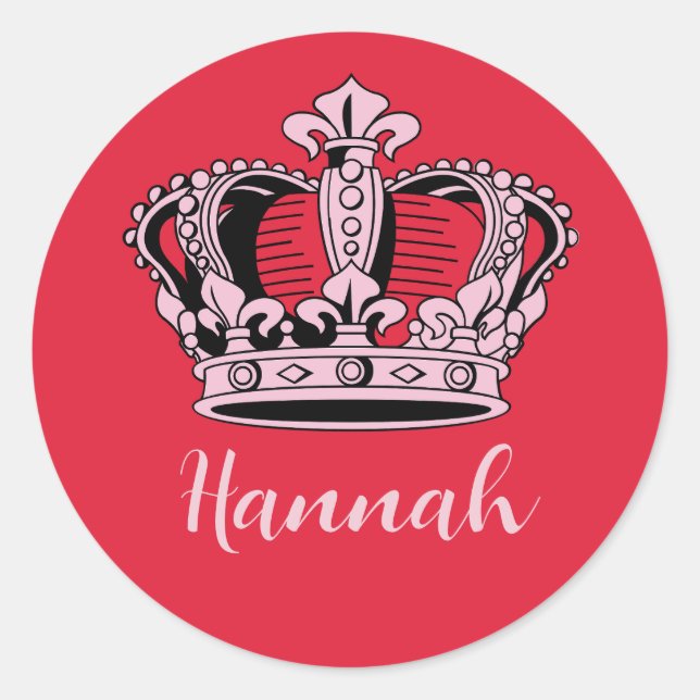 Customizable Princess Queen Crown Classic Round Sticker (Front)