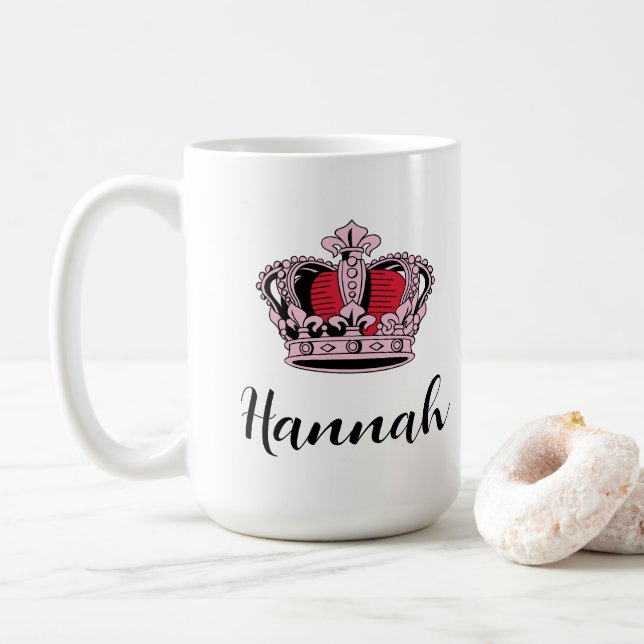 Customizable Princess Queen Crown Coffee Mug (With Donut)