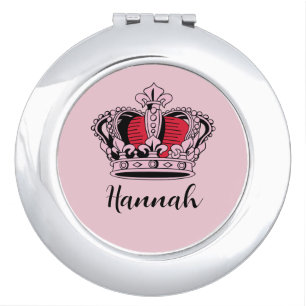 Customizable Princess Queen Crown Compact Mirror