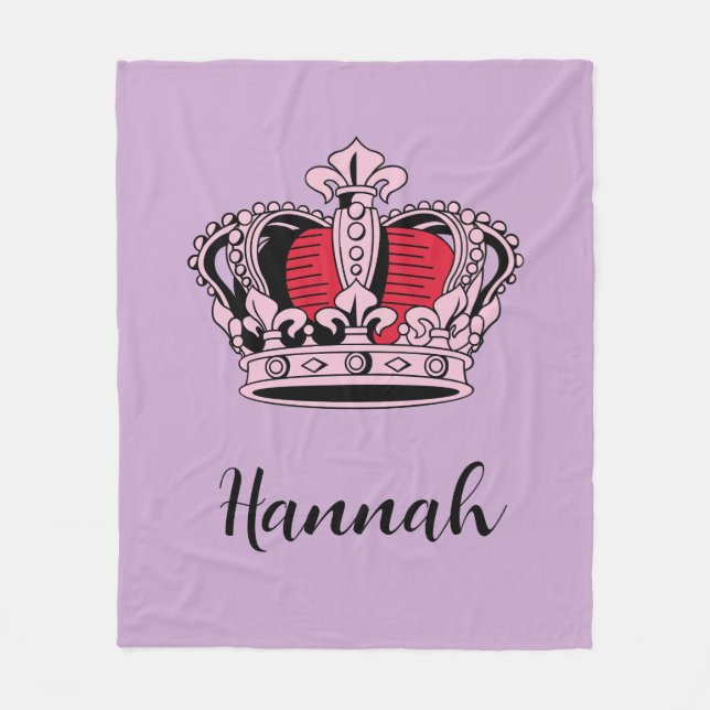 Customizable Princess Queen Crown Fleece Blanket (Front)