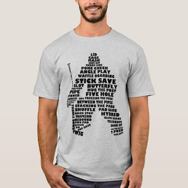 Customizable Print Hockey Goalie Typography Tee (Front)