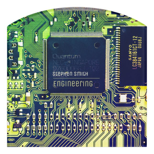 Customizable Printed Circuit - Geek electronic PCB Door Sign (Contour Front)