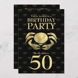 Customizable Printed Rustic Gold Crab Birthday Invitation