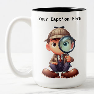 Customizable Private Investigator Cartoon Mystery Two-Tone Coffee Mug