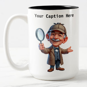 Customizable Private Investigator Cartoon Mystery Two-Tone Coffee Mug
