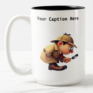 Customizable Private Investigator Cartoon Mystery Two-Tone Coffee Mug