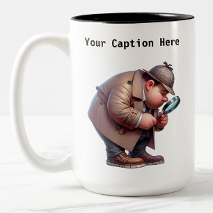 Customizable Private Investigator Cartoon Mystery Two-Tone Coffee Mug