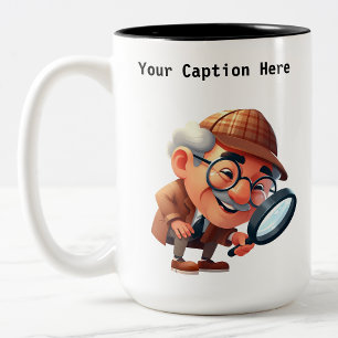 Customizable Private Investigator Cartoon Mystery Two-Tone Coffee Mug