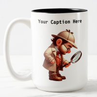 Customizable Private Investigator Cartoon Mystery  Two-Tone Coffee Mug