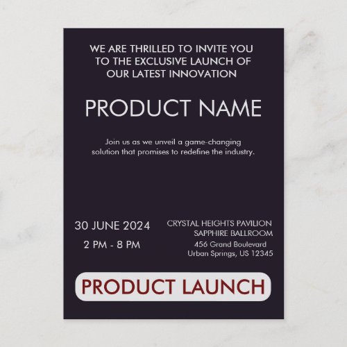 Customizable Product Launch Event Simple  Postcard