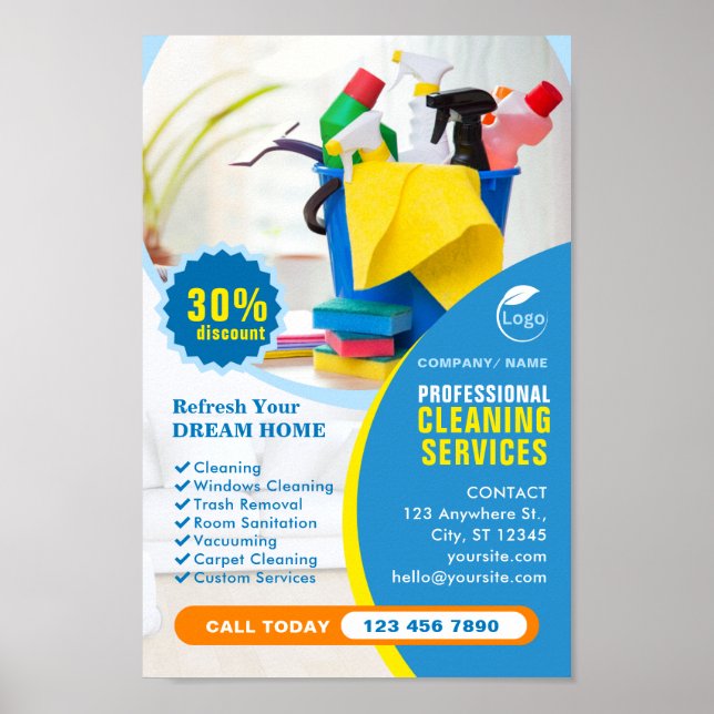 Customizable Professional Cleaning Services  Poster (Front)