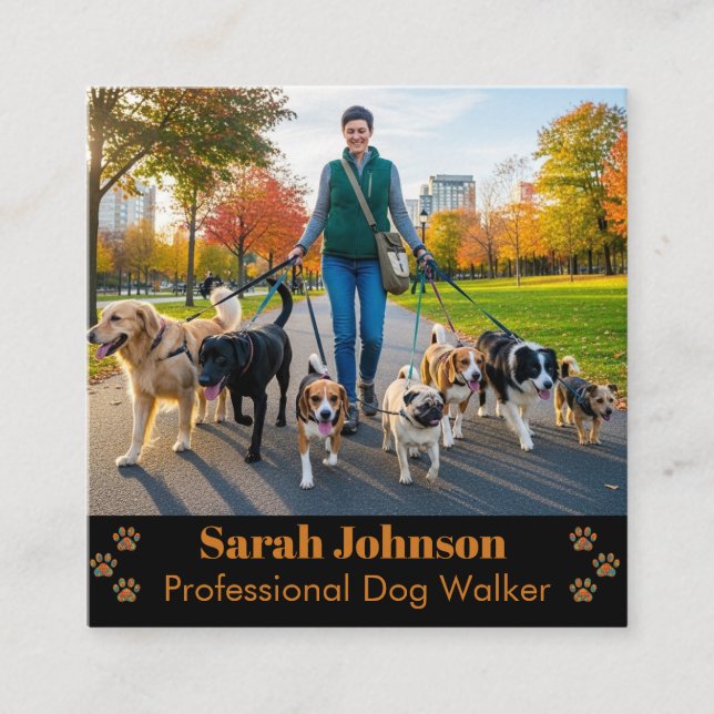 Customizable Professional Dog Walker Business Card (Front)