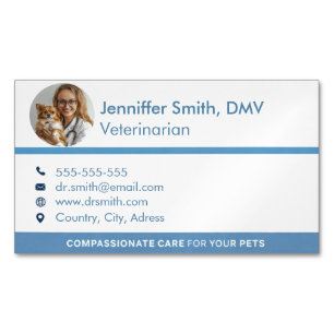 Customizable Professional Veterinarian Business Card Magnet