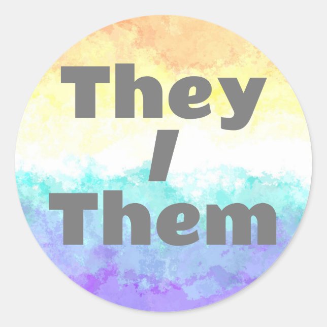 Customizable Pronoun Boho Genderfaun Pride Flag Classic Round Sticker (Front)