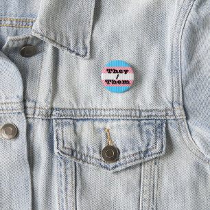 Customizable Pronoun Boho Stripe Transgender Pride Button